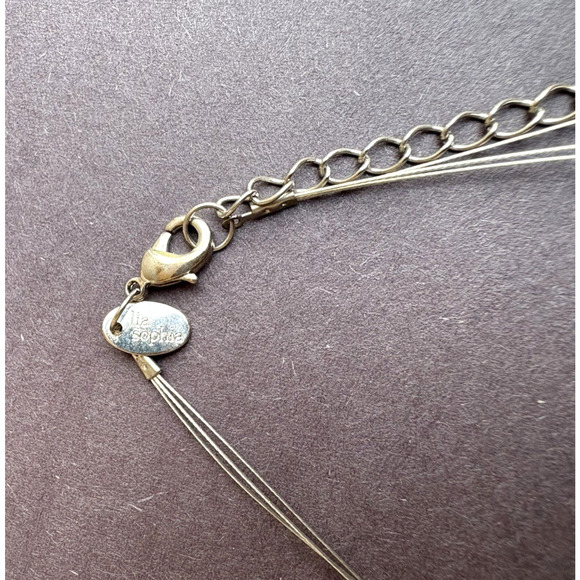 Lia Sophia Necklace Gray Faux Pearl Silver Tone Wire Beaded Floating w/ Box 15" - Picture 6 of 8